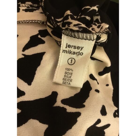 Vintage 1980’s Leonard studio silk jersey black multi floral knee length Skirt - Picture 3 of 8